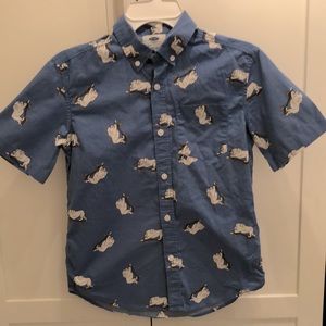 Boys button up short sleeve bulldog shirt